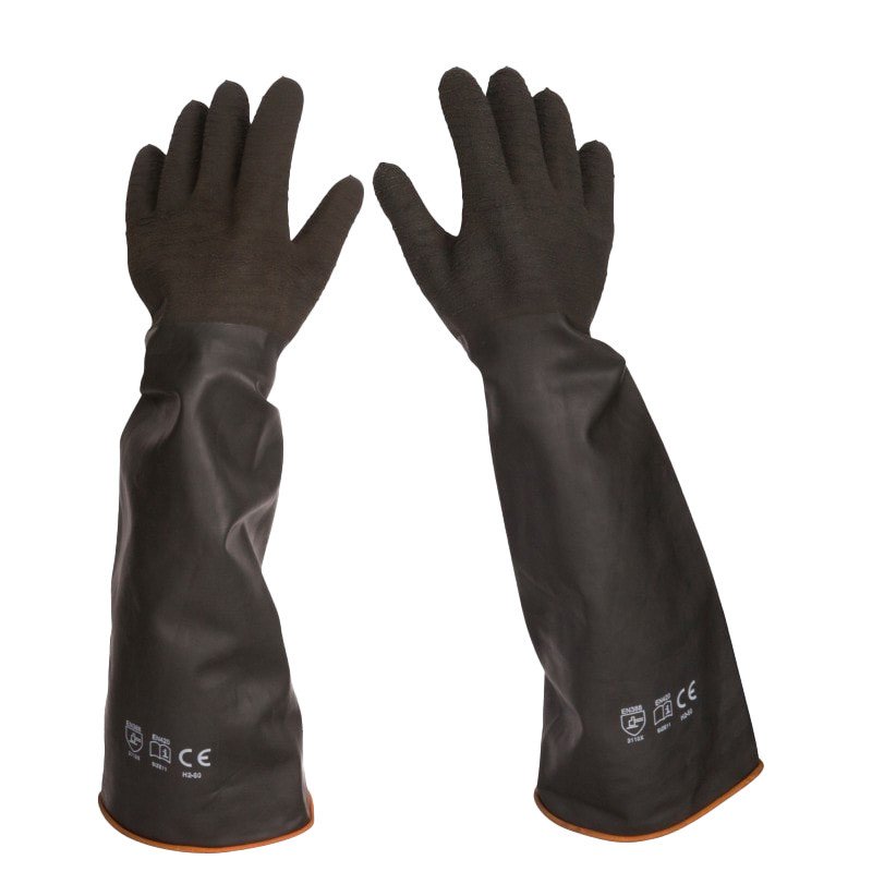 Pair of black gloves for degreasing cabinet