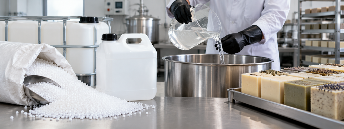 Saponification à froid : soude microperles ou lessive de soude 30 %, comment choisir ?