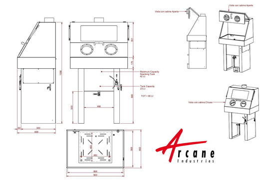 Cabine de dégraissage pneumatique à solvant Atex II 3 GD  900x600 mm
