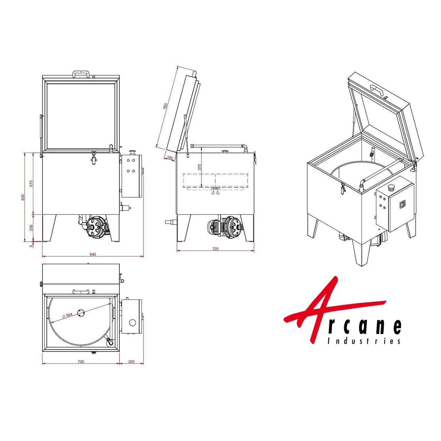 Automatic Rotary Basket Washing Machine 600mm Open Plan